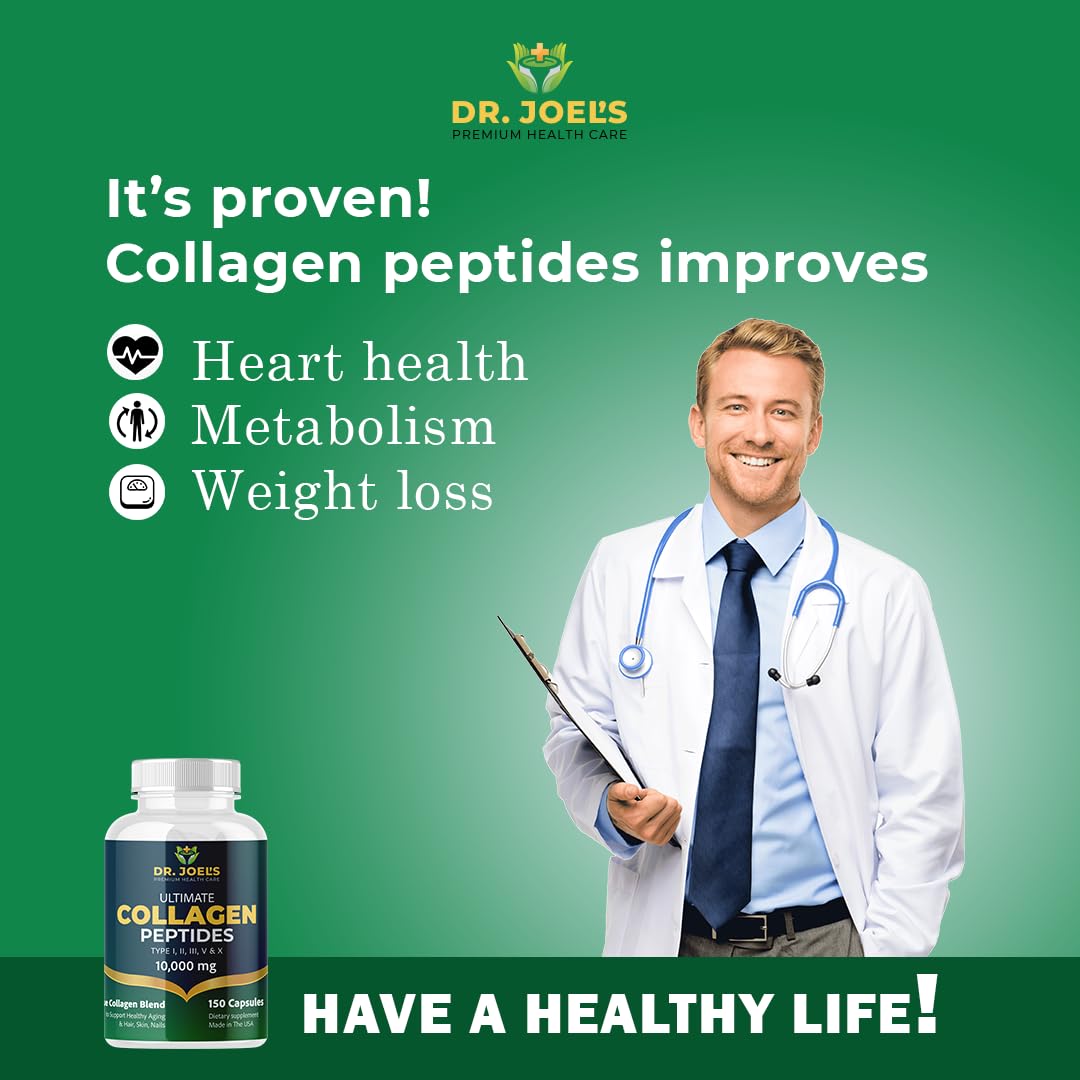 Dr. JOEL'S Multi Collagen Complex for Women and Men - Collagen Peptides Capsules with Biotin - Ultimate Collagen Pills 150 - Type I, II, III, V & X - Made in The USA Dr. JOEL'S uk supplements