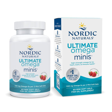 Nordic Naturals Ultimate Omega Minis, Strawberry Flavor - 60 Minis Soft Gels - 1120 mg Omega-3 - High-Potency Fish Oil Supplement - EPA & DHA - Promotes Brain & Heart Health - 30 Servings Nordic Naturals uk supplements