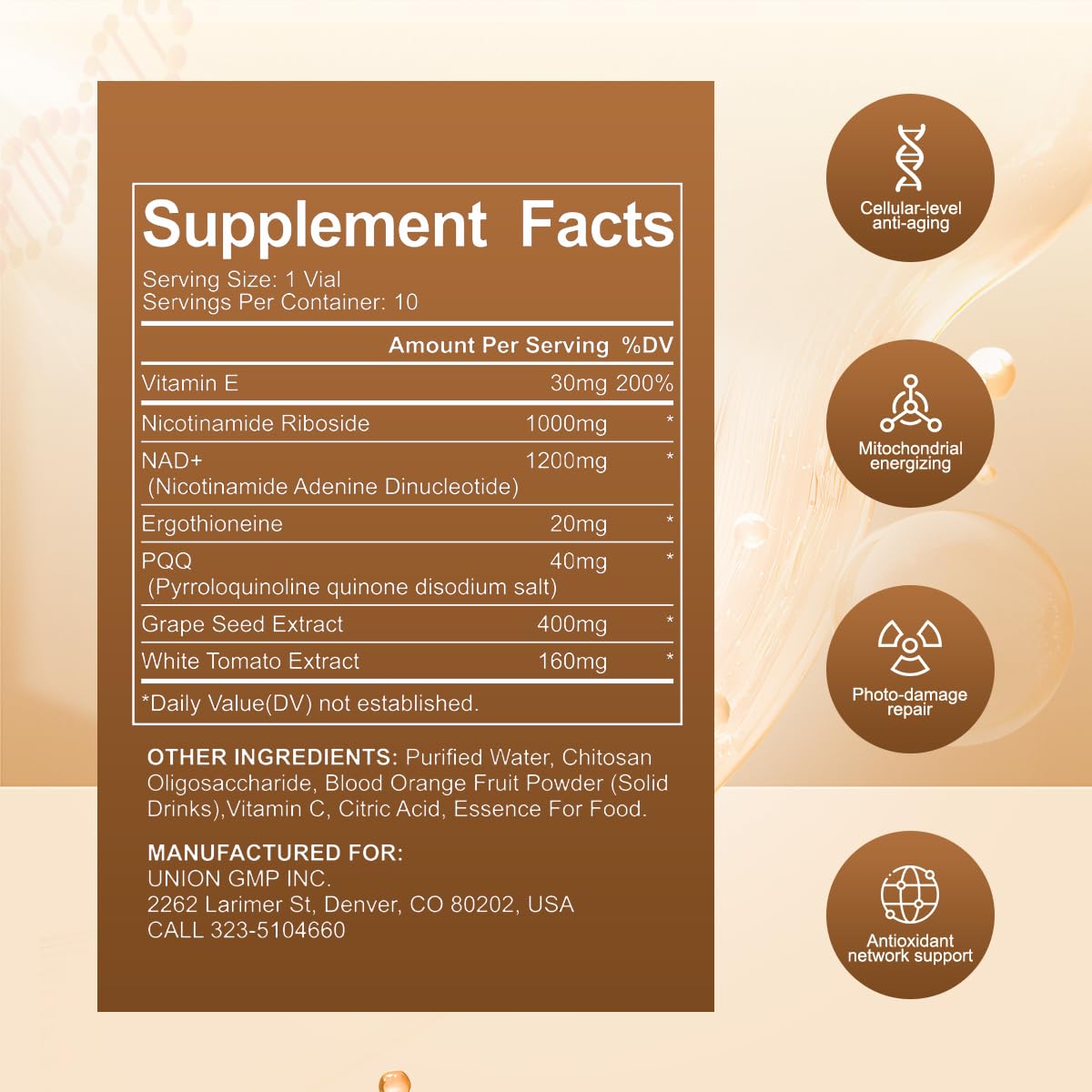 Perseek NAD+ 1200mg Liquid Supplement with Nicotinamide Riboside, PQQ & Grape Seed Extract for Cellular Vitality, Energy Metabolism & Antioxidant Support – 10 Liquid Vials Perseek uk supplements