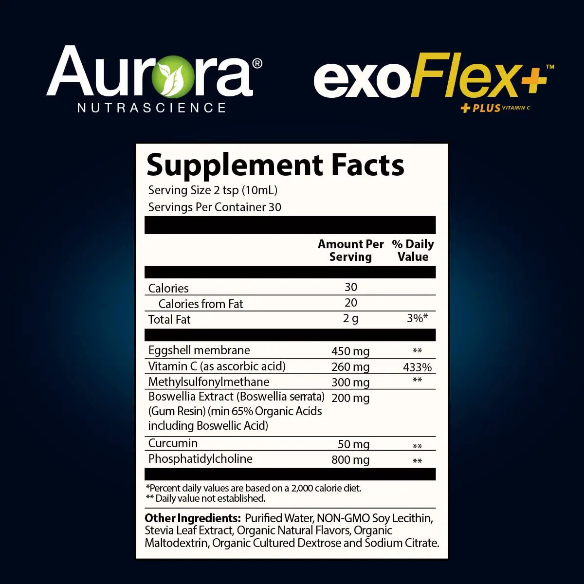 Aurora Nutrascience Micro-Pack Liposomal exoFlex+ with Vitamin C, Supports Joint Flexibility & Function, BiovaFlex Eggshell Membrane, Curcumin & Boswellia, Strwaberry Flavor, 30 Servings, 10 fl oz Vida Lifescience uk supplements