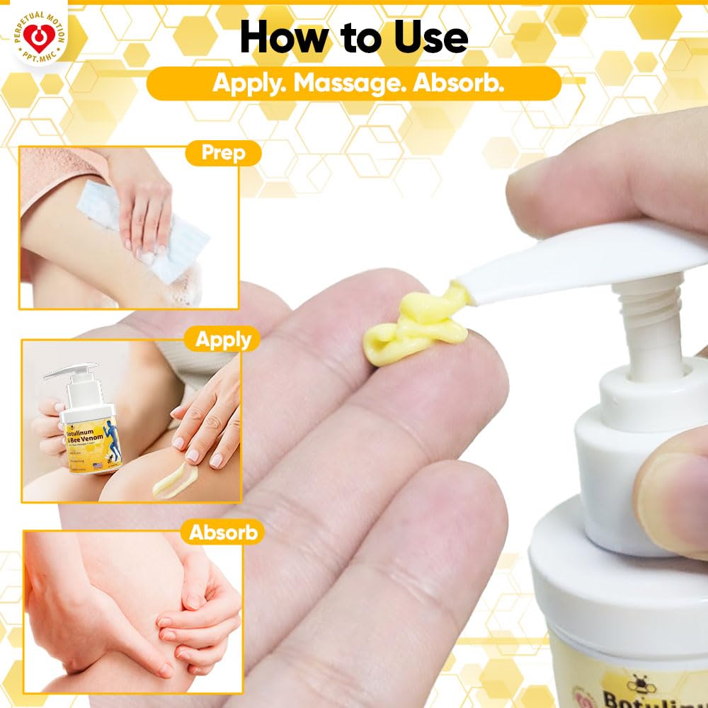 PPT.MHC Bee Venom Warming Cream with Pump - Massage Body Rub with Ginger, Peppermint & Black Pepper - Premium Bee Venom Lotion for Back, Legs & Feet - Everyday Non-Greasy 3.5oz Cream PPT.MHC uk supplements