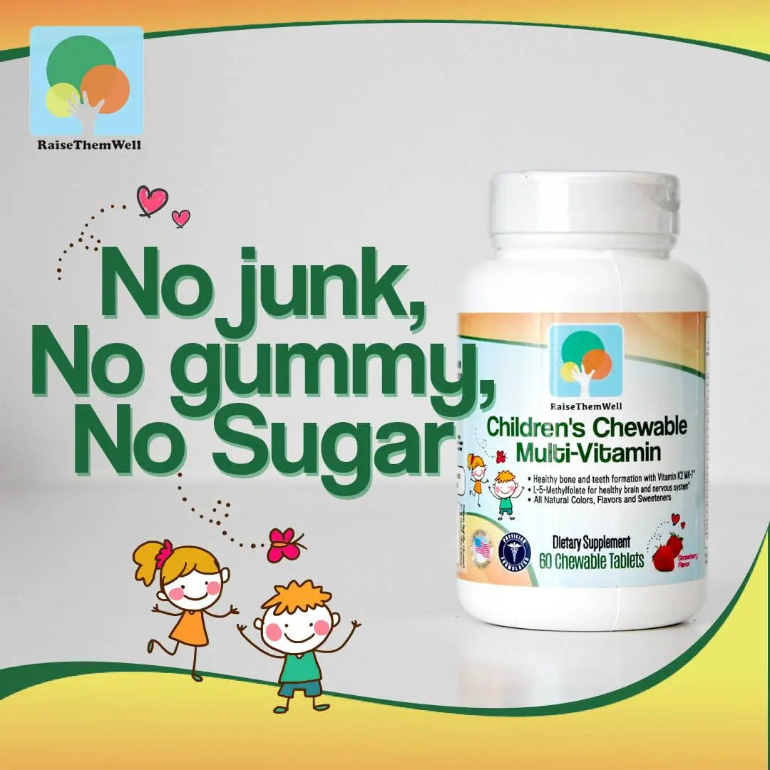 Raise Them Well Tasty Chewable Kids Multivitamin, All-Natural Colors, Flavors & Sweeteners, Daily Essential Vitamins for Children, Easy-to-Chew Vitamins, Strawberry Raise Them Well uk supplements