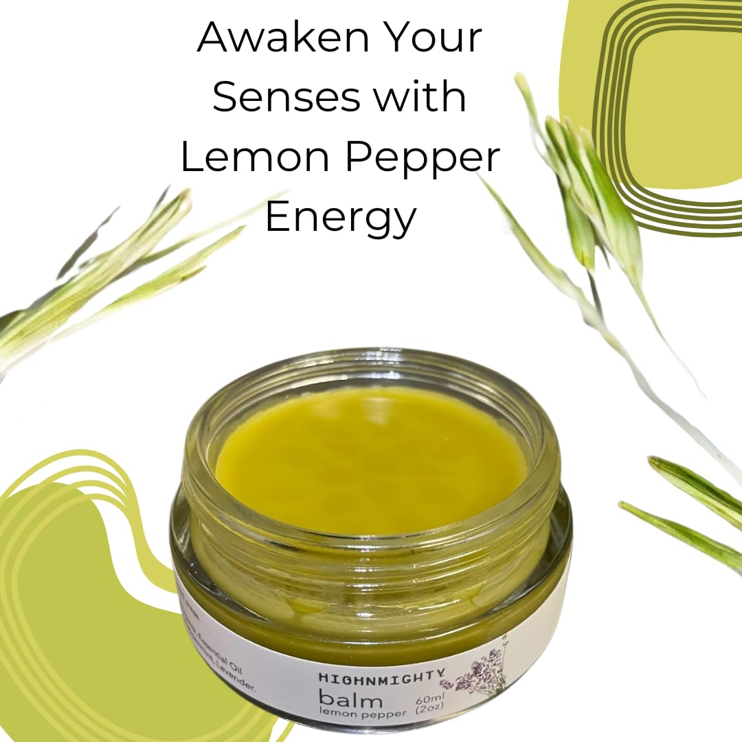Highnmighty Maximum Strength Lemon Pepper Hemp Balm Salve | Daytime Relief, Relaxing, Natural, Fast-Acting Topical Cream for Muscle Joint Back Knee Shoulder Neck Elbow Hand Foot Relief, 60ml (2oz) Highnmighty uk supplements