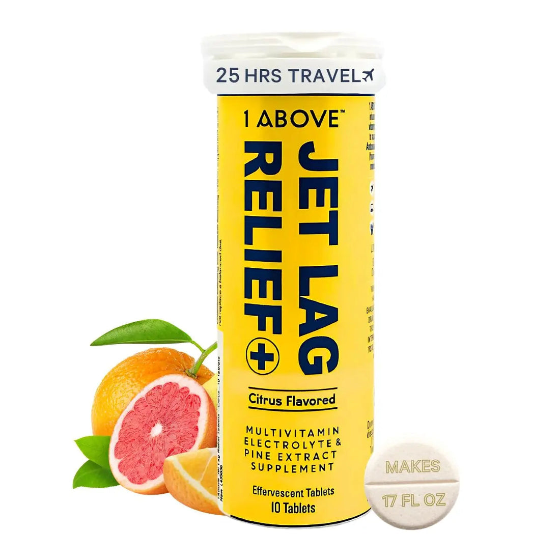 1Above Jet Lag Relief Tablets - Citrus-Flavored Effervescent Multivitamin with Pycnogenol Travel Supplement for Hydration, Energy 1ABOVE uk supplements