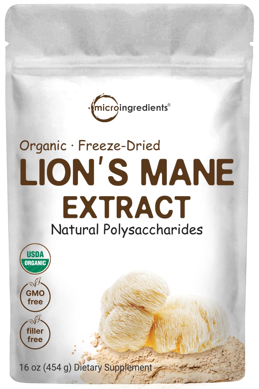 Micro Ingredients Organic Lions Mane Mushroom Supplement Powder 16 Ounce Micro Ingredients uk supplements