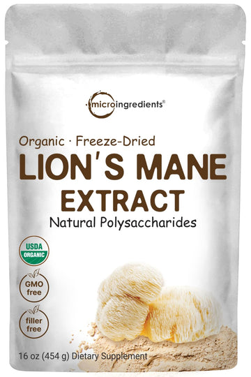 Micro Ingredients Organic Lions Mane Mushroom Supplement Powder 16 Ounce Micro Ingredients uk supplements