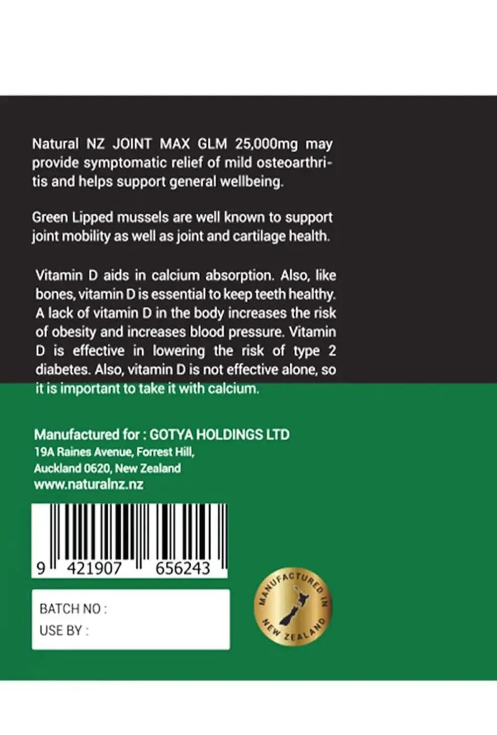 Natural NZ GLM (Green Lipped Mussel) Joint Max 25000 180 Capsuels (1) Natural NZ uk supplements