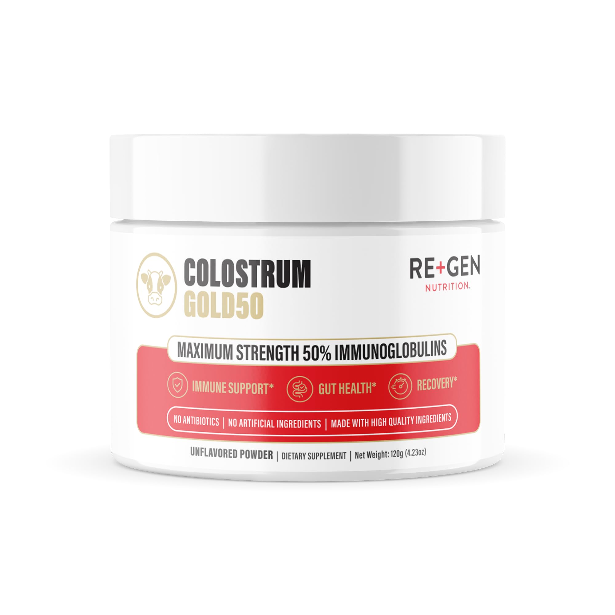 Re+Gen Nutrition Colostrum Gold 50 Bovine Colostrum Powder for Gut Health, Immune Support & Muscle Recovery – 50% IgG Concentration, Grass Fed, Gluten Free, No Artificial Ingredients Re+Gen Nutrition uk supplements