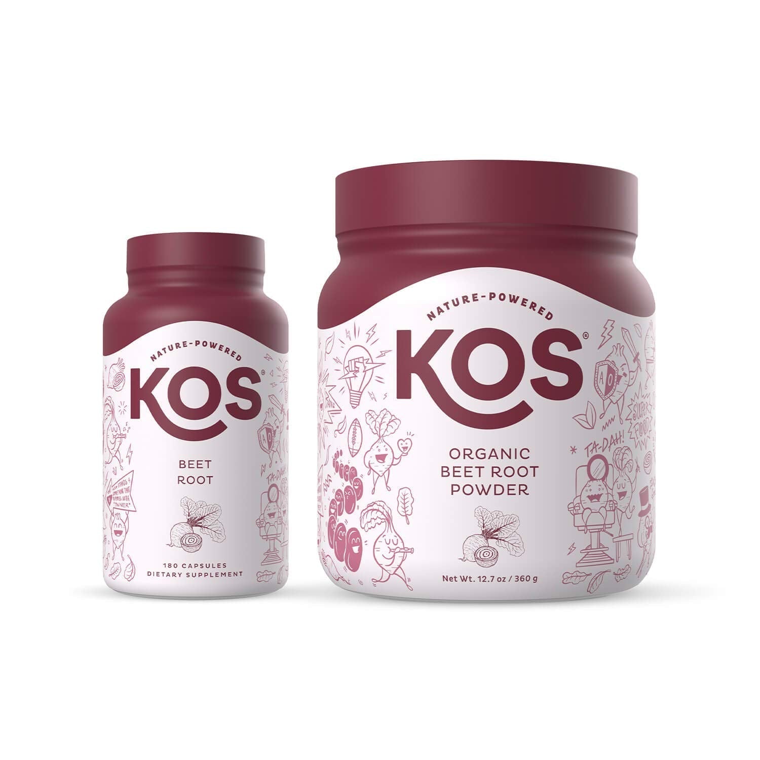 KOS Organic Beet Root Powder + Organic Beet Root Capsules Bundle KOS uk supplements