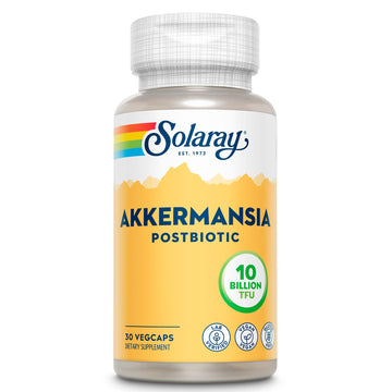 SOLARAY Akkermansia Postbiotic, Akk11, 10 Billion TFU, Beneficial Strain for Gut Health Support, Vegan, Gluten-Free, 60-Day Guarantee, 30 Servings, 30 VegCaps SOLARAY uk supplements