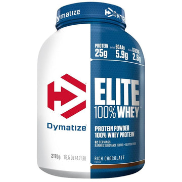 Dymatize Elite 100 Percent Whey Rich Chocolate 2170g - High Protein Low Sugar Powder + Whey Protein and BCAAs Dymatize uk supplements