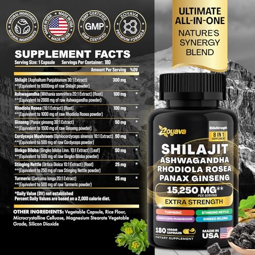 Zoyava Shilajit 9000MG Radiant Health Blend Ashwagandha 2000MG Rhodiola Rosea Zoyava uk supplements