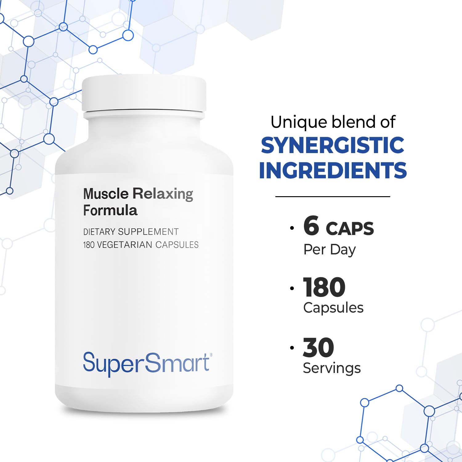 Supersmart - Muscle Relaxing Formula (Advanced Complex) - with Magnesium, Calcium, Vitamin E, Plants Extracts | Non-GMO & Gluten Free - 180 Vegetarian Capsules Supersmart uk supplements