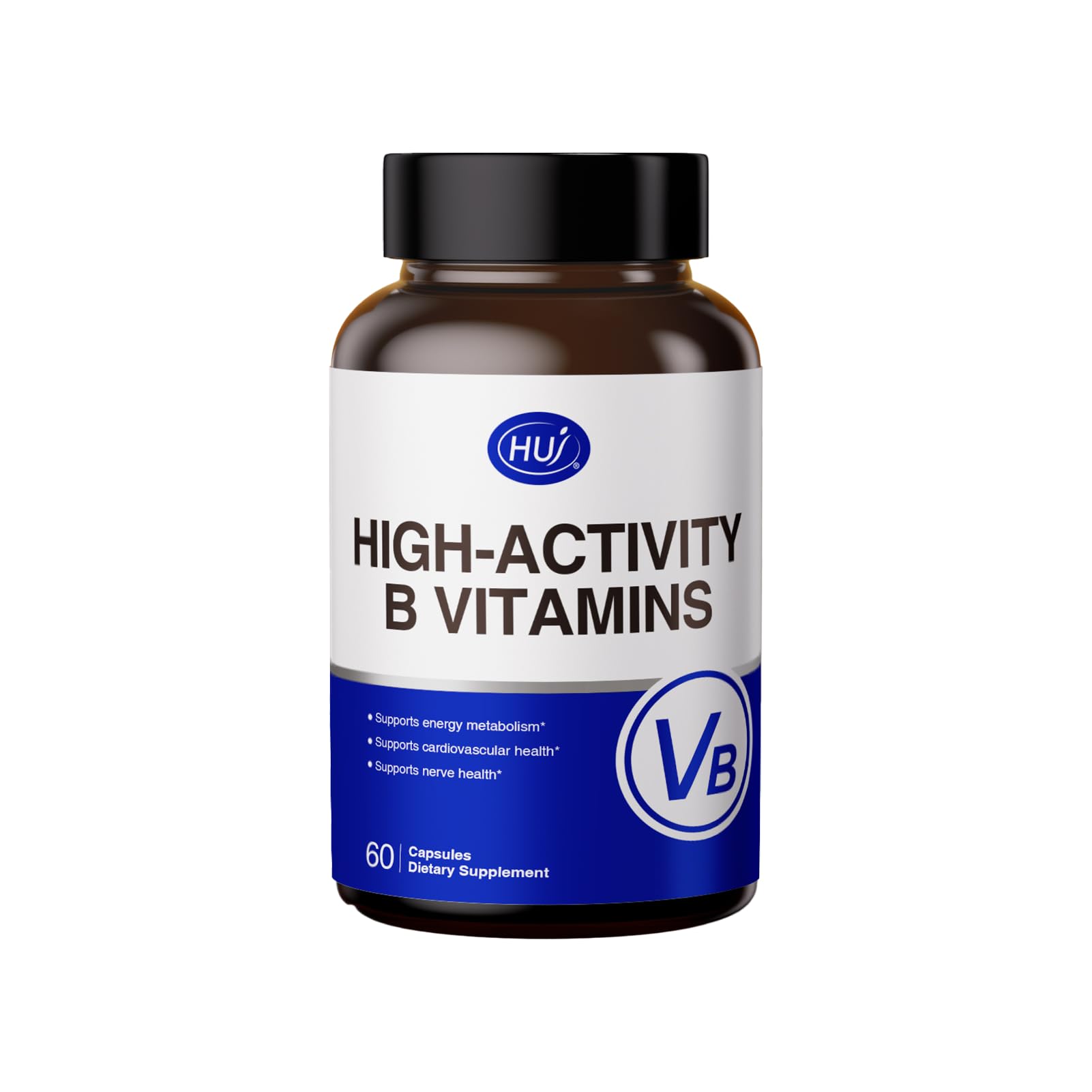 HUJ High-Activity B Vitamins - Supports Normal Energy Metabolism & Nerve System Health - Supplement with 8 B Vitamins, Inositol and D-Chiro Inositol - 60 Capsules. HUJ uk supplements