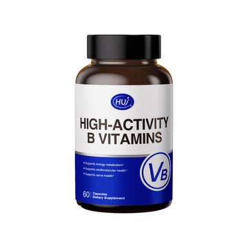 HUJ High-Activity B Vitamins - Supports Normal Energy Metabolism & Nerve System Health - Supplement with 8 B Vitamins, Inositol and D-Chiro Inositol - 60 Capsules. HUJ uk supplements
