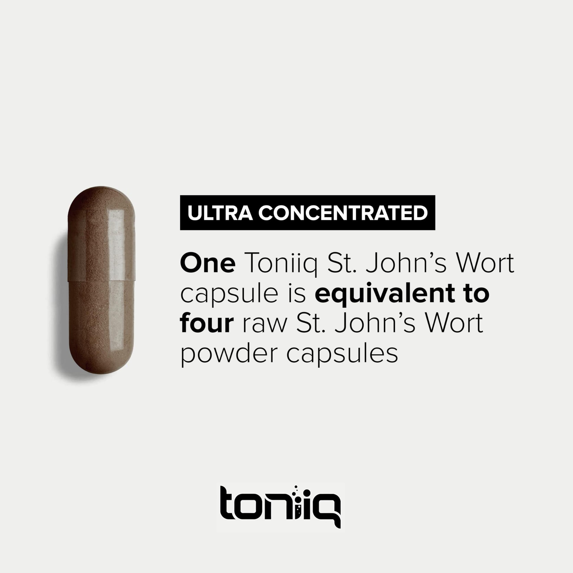Toniiq 1,000mg Ultra High Strength St. John's Wort Capsules (Non-GMO) - 4X Concentrated Extract - 0.3% Hypericin - Highly Purified and Bioavailable - 120 Capsules Toniiq uk supplements