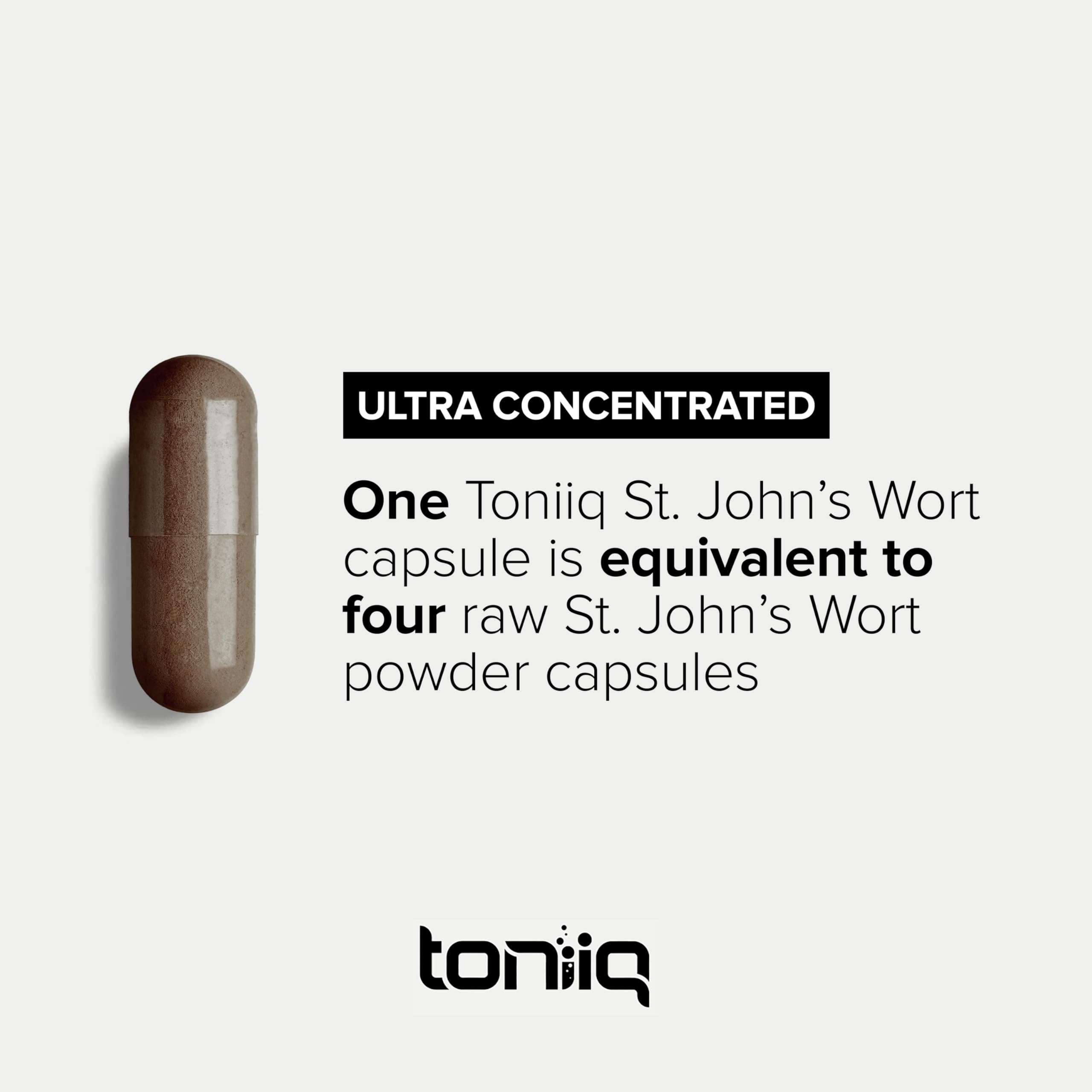 Toniiq 1,000mg Ultra High Strength St. John's Wort Capsules (Non-GMO) - 4X Concentrated Extract - 0.3% Hypericin - Highly Purified and Bioavailable - 120 Capsules Toniiq uk supplements