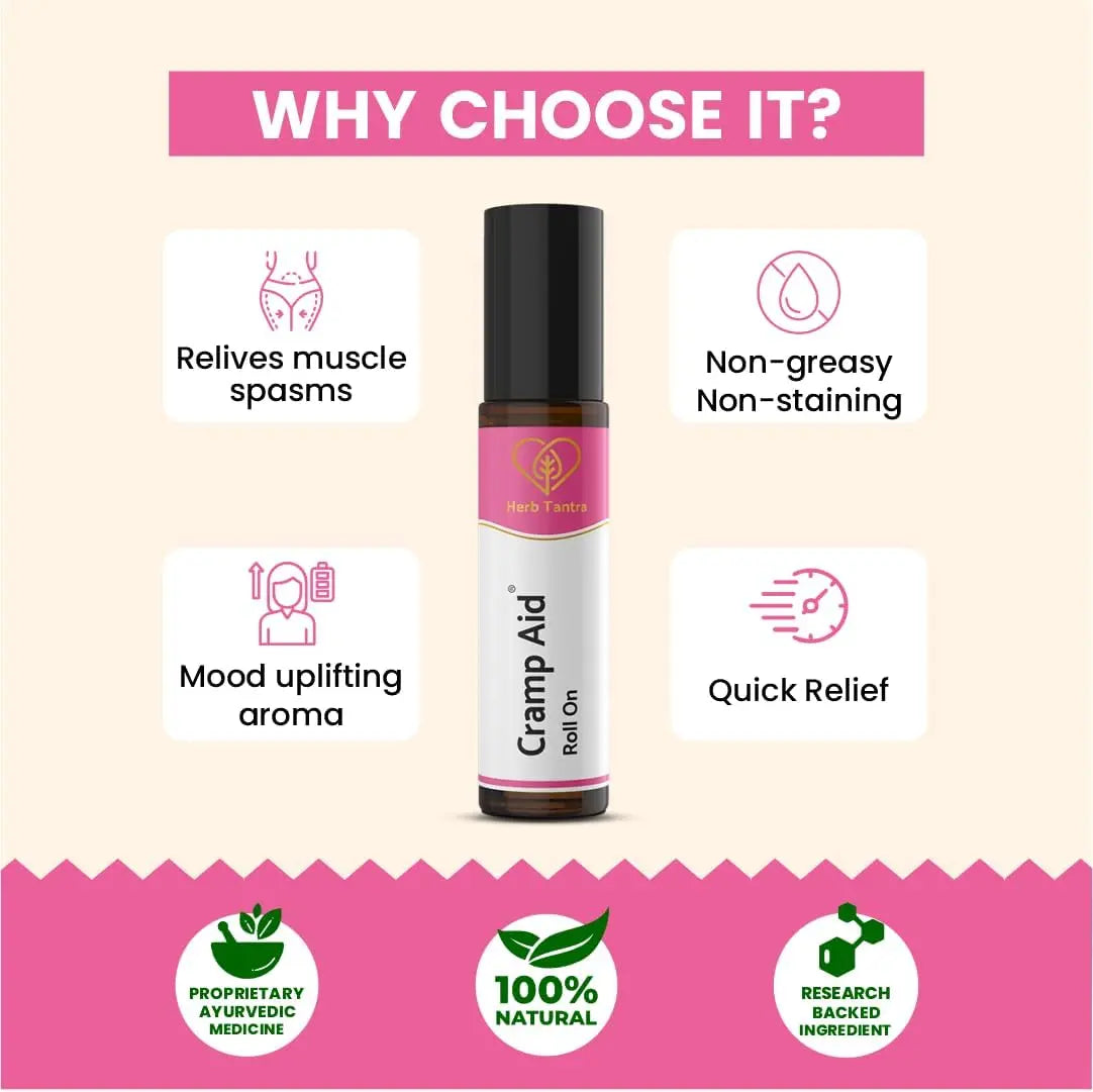 Cramp Aid Roll On for Menstrual Cramps | Instant Period Pain Relief | | Natural & Ayurvedic Alternative to hot Bags | Fits in Pocket Generic uk supplements