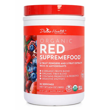 Dr. Colbert, MD Organic Red Supremefood | Berry Flavored Blend | by Divine Health | 10 Organic Fruits | Probiotics | Enzymes | Herbs | Fiber | Antioxidants | Non-GMO | 30 Day Supply | 180g Divine Health uk supplements