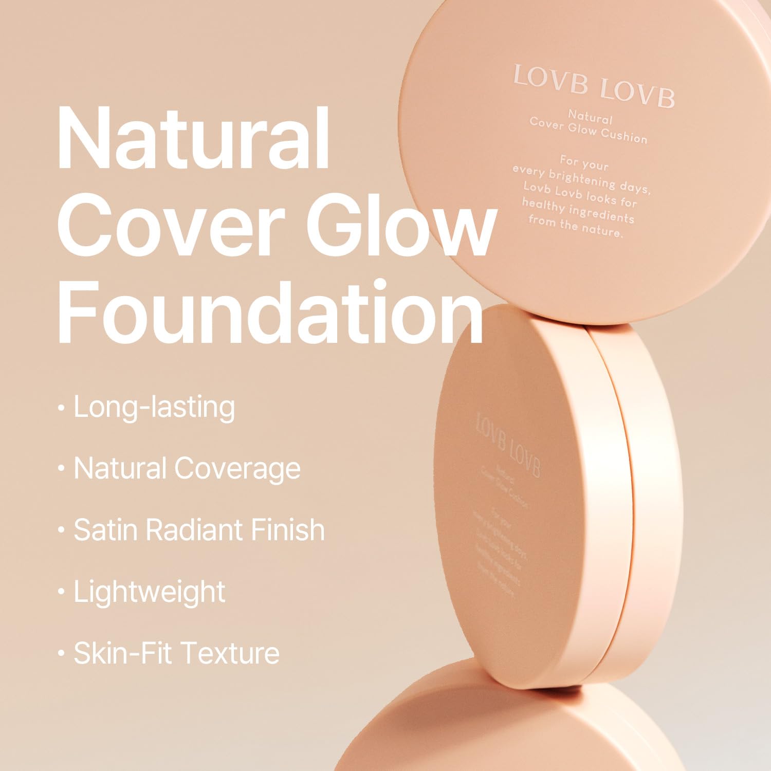 LOVB LOVB Natural Cover Glow Cushion Foundation | Satin Radiant Finish | Korean Foundation Makeup | Long-Lasting Natural Coverage | for All Skin Types 0.42 oz. (23N Natural Beige) LOVB LOVB uk supplements