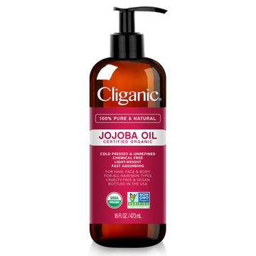 Cliganic USDA Organic Jojoba Oil 16oz with Pump, 100% Pure | Bulk, Moisturizing Oil Cliganic uk supplements