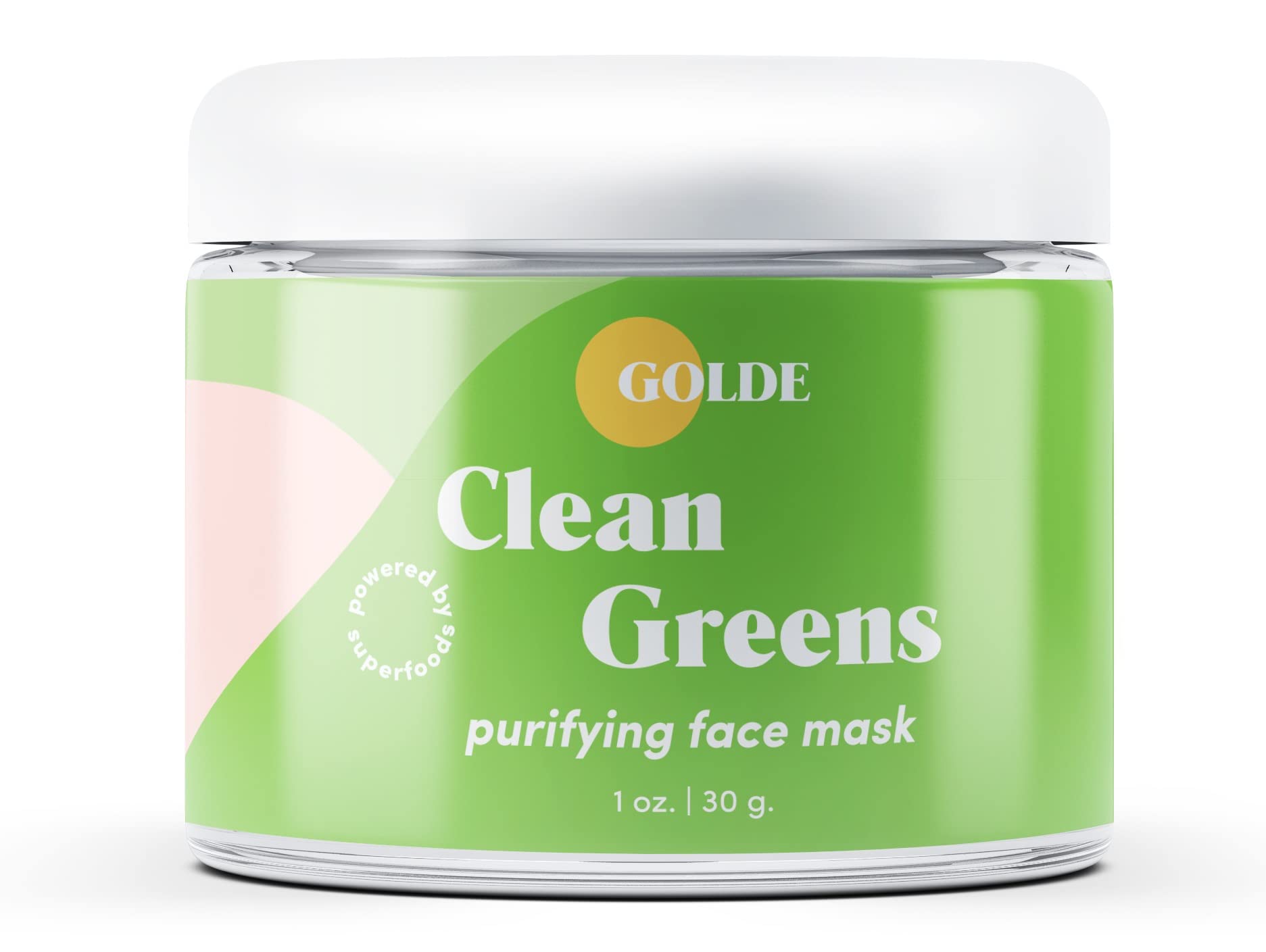 GOLDE - Clean Greens Superfood Face Mask - Made w/Chlorella & Spirulina - Great for Acne Prone, Oily & Dry Skin, Hydrating - Gentle Cleanser - Vegan - Aluminum-Free - 30g Jar GOLDE uk supplements