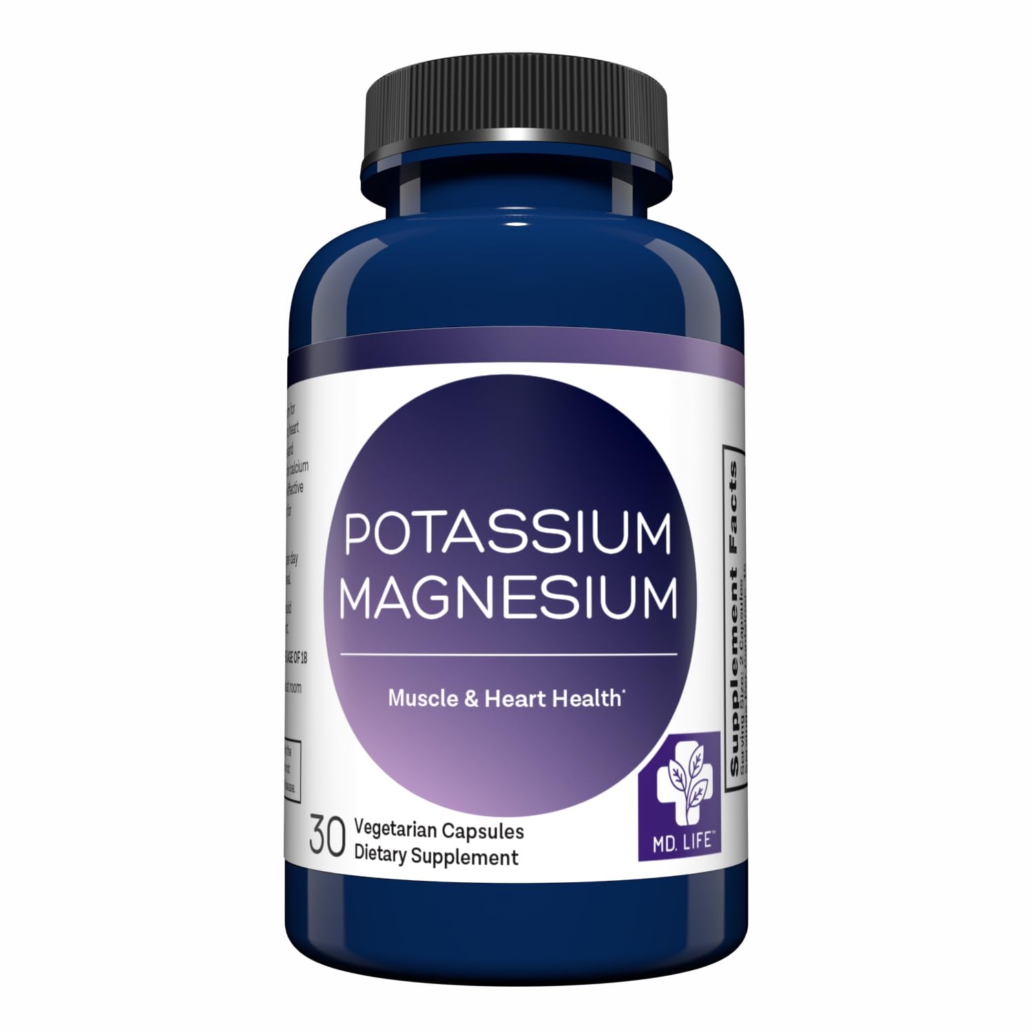 MD. Life Potassium Magnesium Supplement - 30 Capsules - High Absorption Magnesium Complex - Potassium Supplement to Support Vascular Health & Leg Cramp MD.LIFE uk supplements