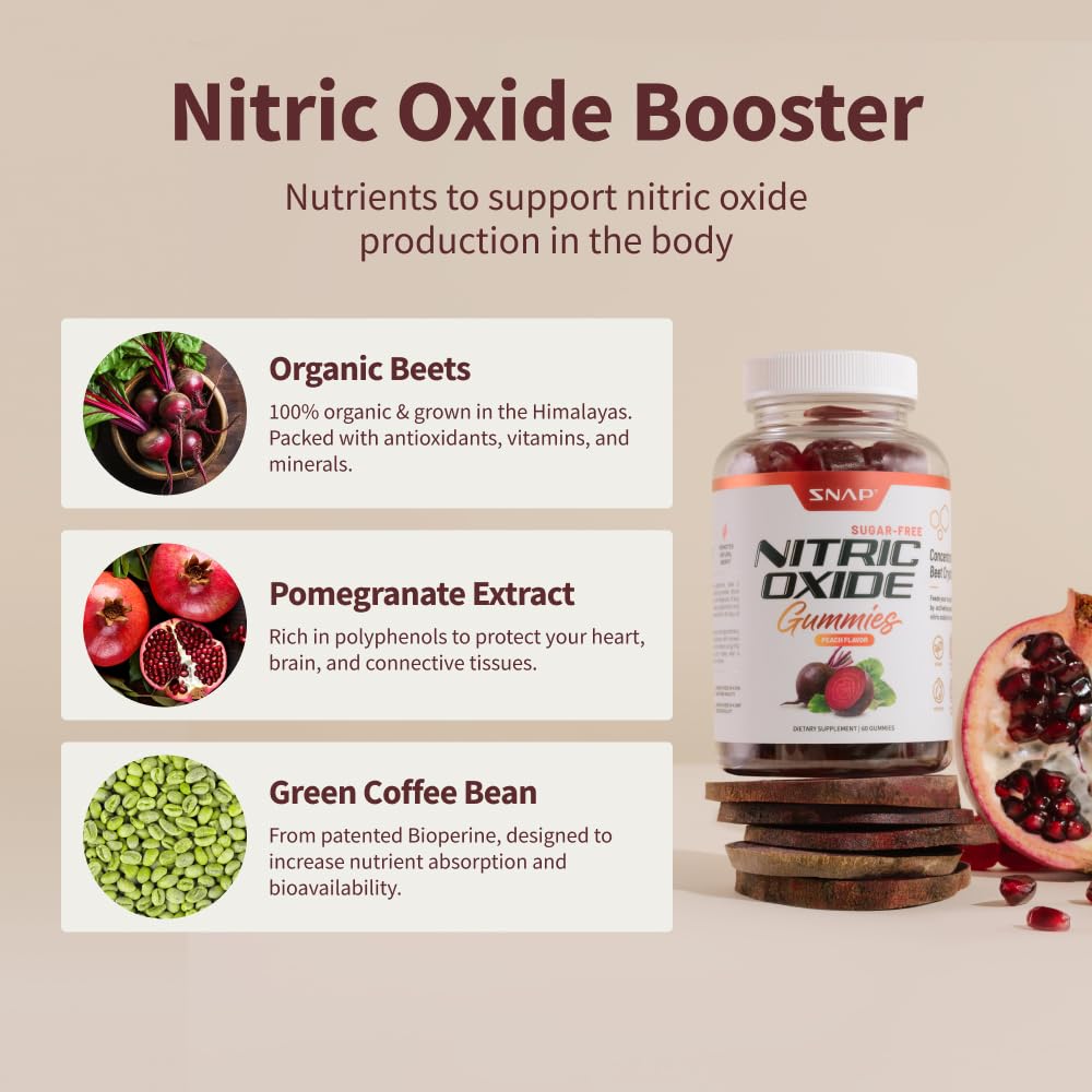 Snap Supplements Nitric Oxide Beet Root Gummies - Support Healthy Blood Circulation Snap Supplements uk supplements