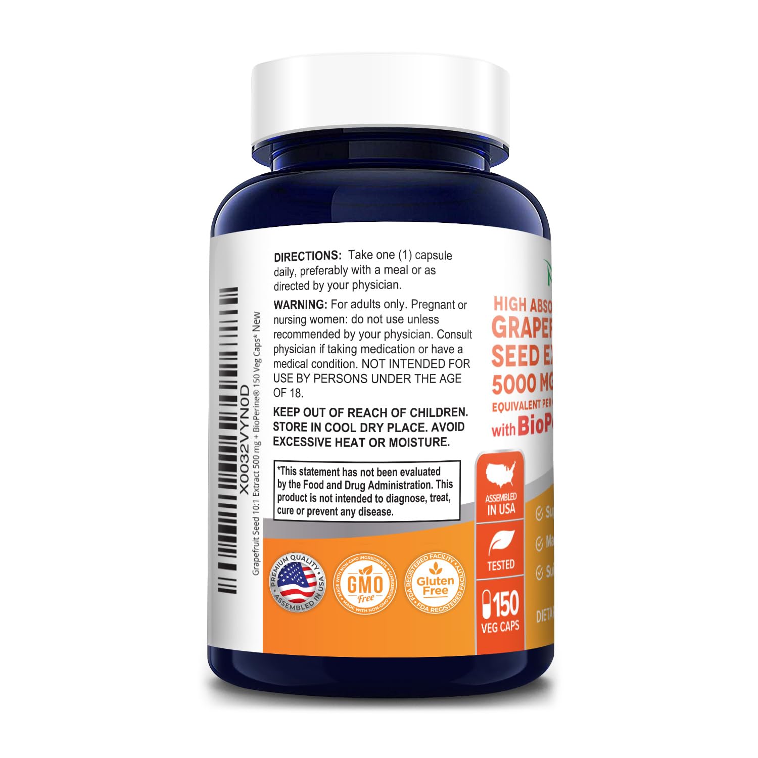 NusaPure Grapefruit Extract 5,000 mg per Capsule (Extract 10:1) Bioperine 150 Veggie caps (Gluten Free & Non-GMO) NusaPure uk supplements