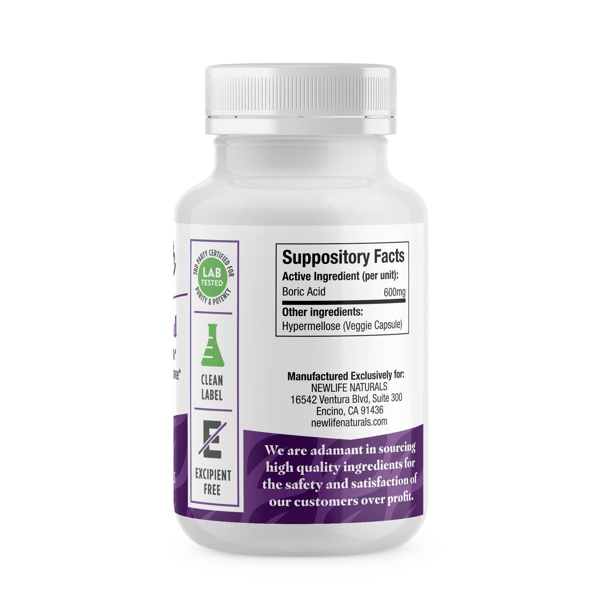 NewLife Naturals - Boric Acid Suppositories for Women pH Balance Pills - 600mg - Feminine Care NewLife Naturals uk supplements