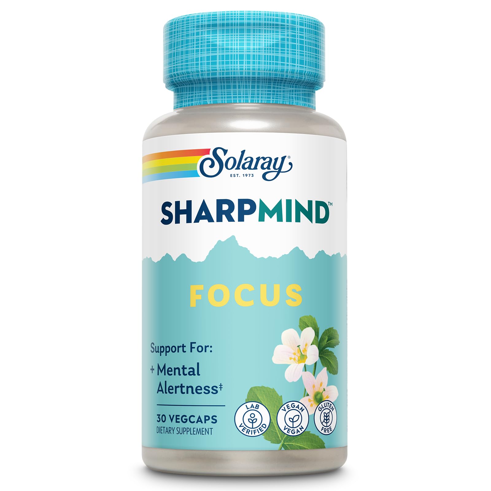 SOLARAY SharpMind Focus, Mental Alertness Nootropic Supplement, Memory Support, Each Capsule with Cognizin Citicoline, Vegan, 60 Day Money Guarantee, 30 Serv 30 Vegetarian Capsules Pills SOLARAY uk supplements