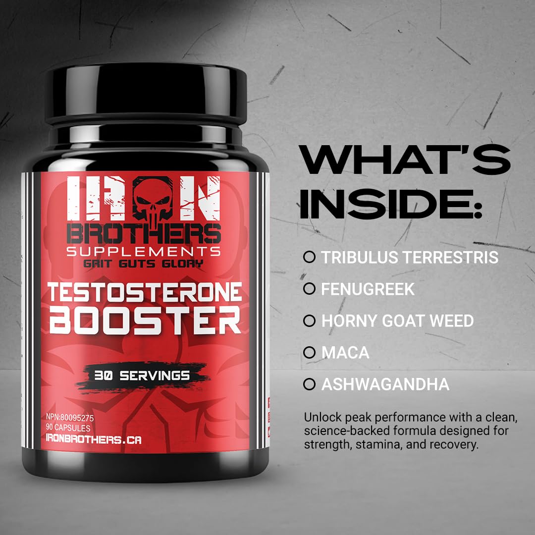 Iron Brothers Men’s Testosterone Support Supplement – Tribulus, Tongkat Ali, Ashwagandha & DIM – Daily Performance & Vitality Formula – with Fenugreek & Zinc – 30 Day Cycle – 90 Capsules Iron Brothers Supplements uk supplements
