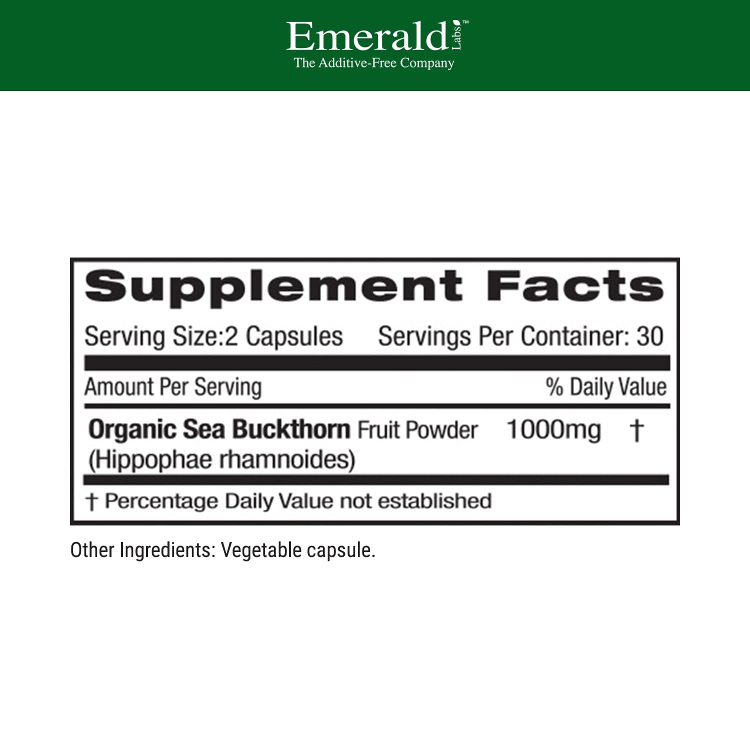 EMERALD LABS Sea Buckthorn - Dietary Supplement with Vitamins C, E & Omega 7 - Supports Adrenal, Energy, Skin & Immune Health - 60 Vegetable Capsules (30-Day Supply) EMERALD LABS uk supplements