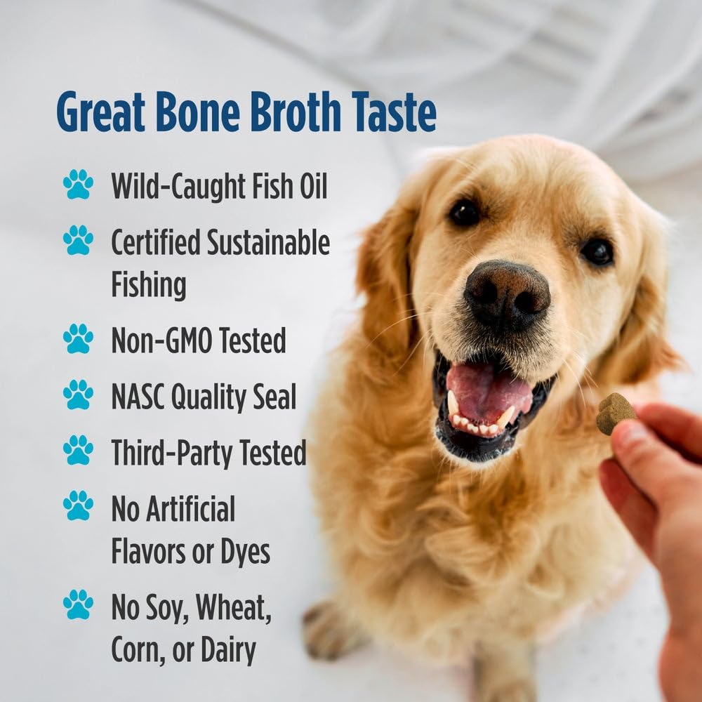 Nordic Naturals Pet Skin & Coat Soft Chews with Omega-3-30 Pork Bone Broth Flavored Soft Chews - Nutritional Support for Healthy Skin & a Soft and Shiny Coat - Non-GMO and IFOS Certified Nordic Naturals uk supplements