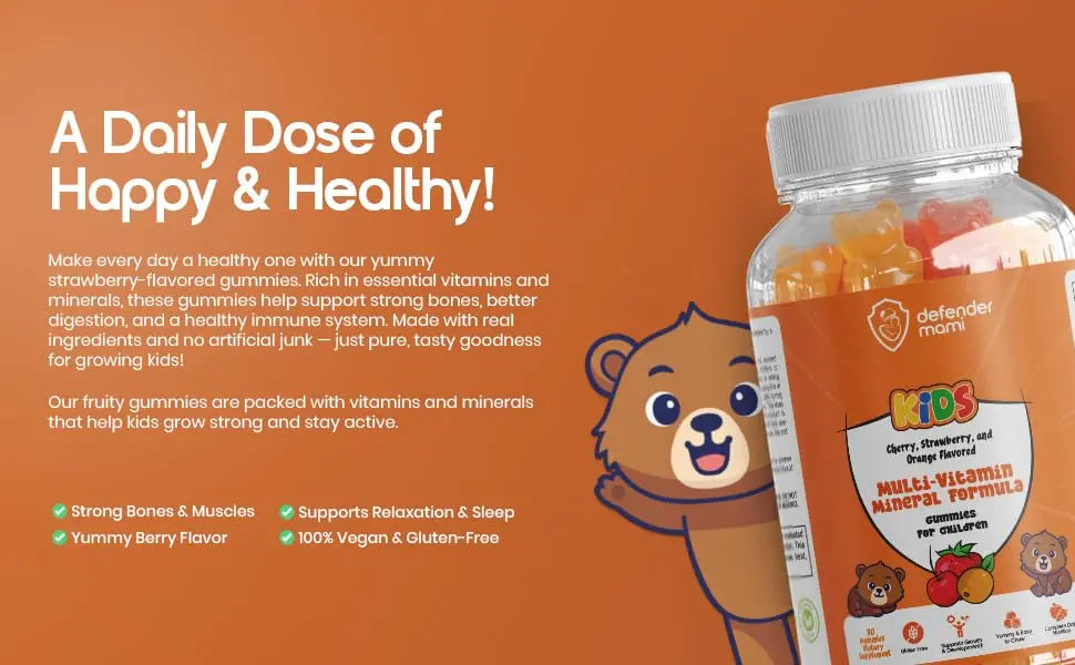Defender Mami Kids Vitamin Gummies – Multivitamin & Mineral Formula, Non‑GMO · Gluten‑Free, 90 Count Chewables for Daily Immune Defender Mami uk supplements