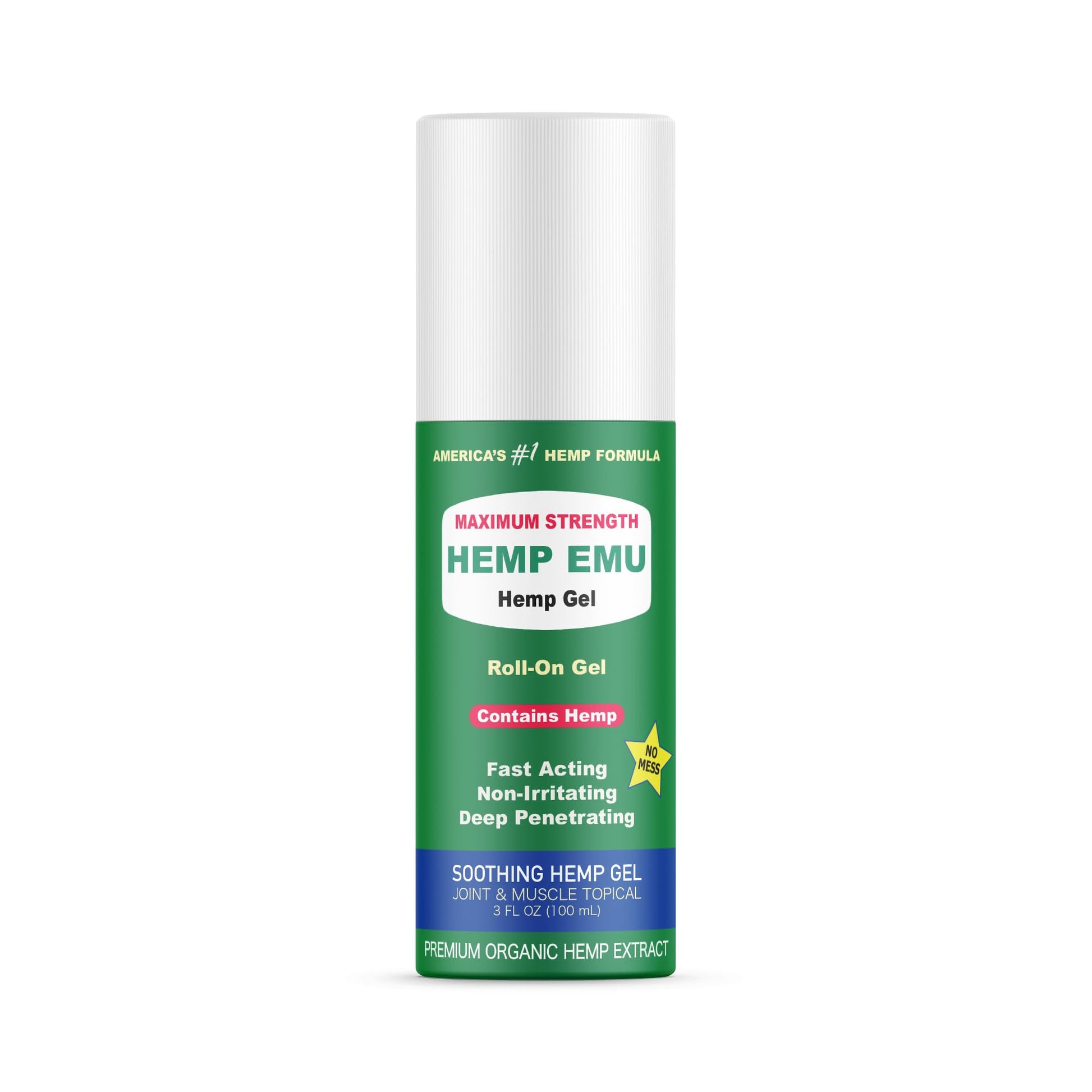Hemp Emu - Hemp Roll On Gel - Muscle Rub for Back & Joint Discomfort - Soothing Gel with Organic Hemp Oil, Emu Oil, Menthol, Eucalyptus, Aloe Vera Hemp Emu uk supplements