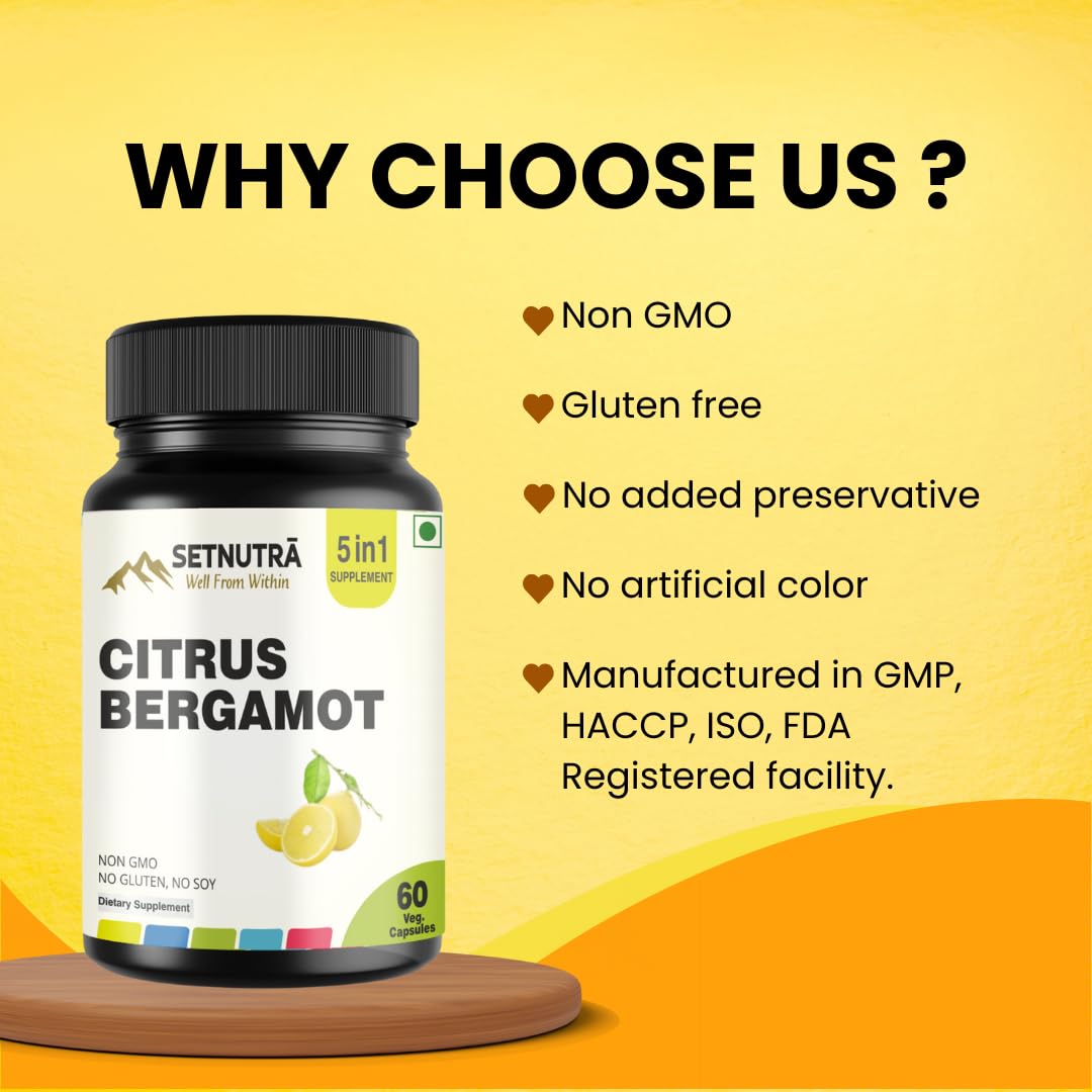 SETNUTRA Well From Within 5 in 1 Citrus Bergamot Supplement with Black Chokeberry Olive Leaf Niacin & Black Pepper | Heart Health Support Antioxidant Boost | Non GMO Gluten Free Capsules (60 Count) SETNUTRA Well From Within uk supplements