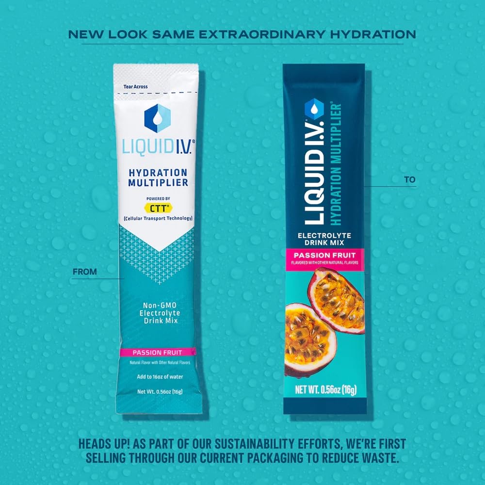 Liquid I.V.® Hydration Multiplier - Passion Fruit | Electrolyte Powder Drink Mix | 3 Pack (48 Servings) Liquid I.V. uk supplements