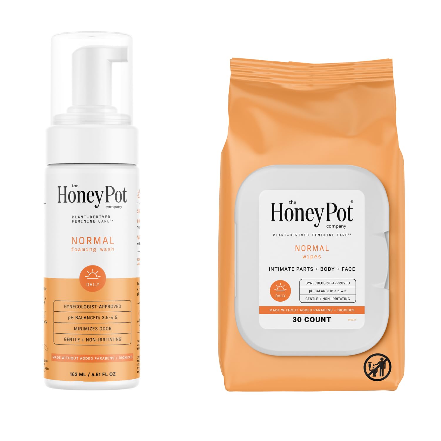 The Honey Pot - Feminine Wash & Feminine Wipe Bundle - Includes Unscented Ph Balance The Honey Pot Company uk supplements