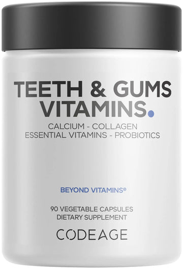 Codeage Teeth & Gums Vitamins + Oral Probiotics Supplement for Mouth - Whole Food Calcium, Collagen, Potassium, Vitamin C, D3, K2, Zinc Codeage uk supplements
