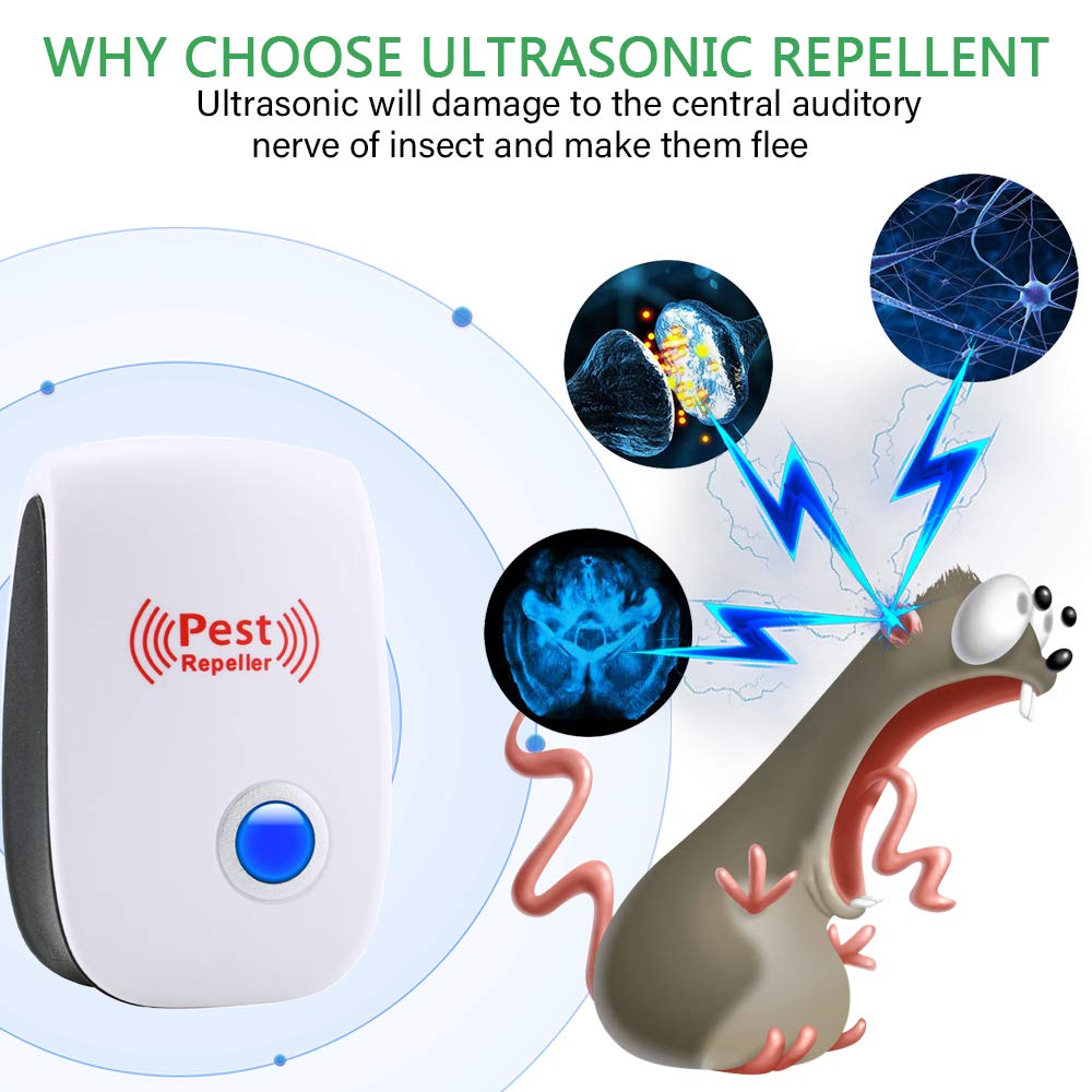Ultrasonic Pest Repeller 6 Packs Electronic Plug in Indoor Sonic Repellent Palmandpond uk supplements