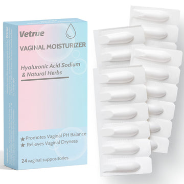 Intimate Moisturizer, Vaginal Suppository for Dryness & Discomfort, Feminine Long Lasting Hydration Support with Hyaluronic Acid and Natural Herbs - PH Balance, Estrogen and Drug Free (24 Inserts) vetrue uk supplements