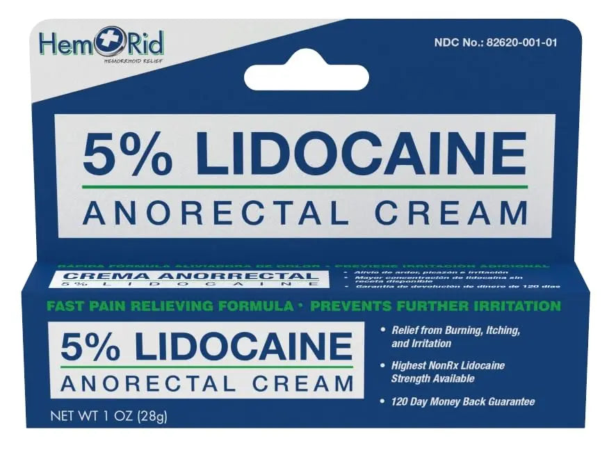 HemRid Maximum Strength Lidocaine Cream for Pain Management. Fast-Acting Hemorrhoid Solution with 5% Lidocaine. Instant Anal Itch and Numbing Effect HemRid uk supplements