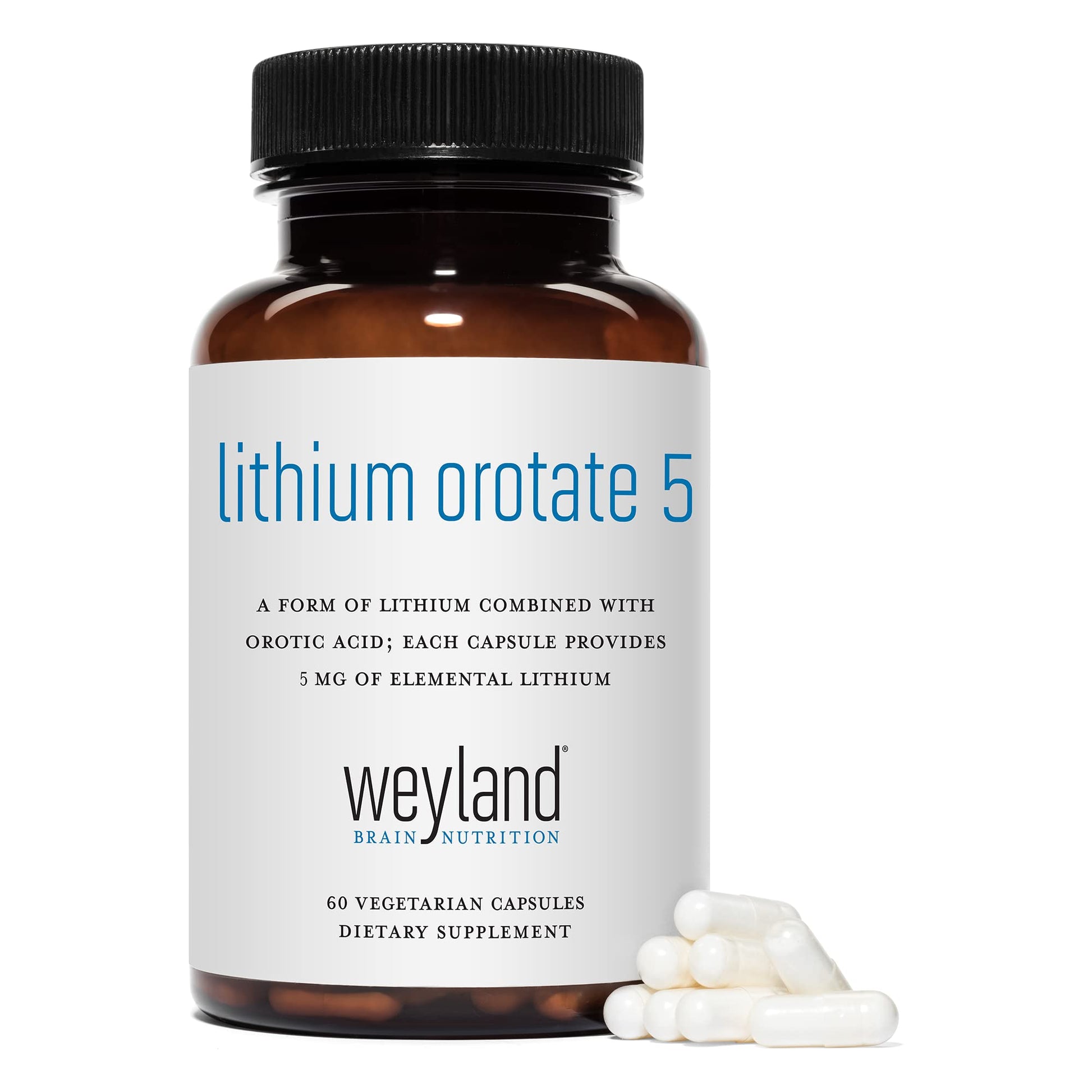 Lithium Orotate - 5mg of Elemental Lithium per Vegetarian Capsule Weyland Brain Nutrition uk supplements