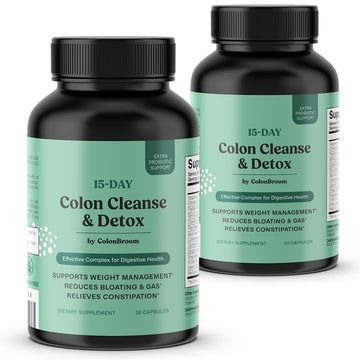 ColonBroom 15 Day Colon Cleanse & Detox Cleanse for Weight Management with Probiotics & Magnesium | Reduce Bloating & Boost Metabolism & Digestion - Effective Gut Cleanser Detox (2 Bottles) ColonBroom uk supplements