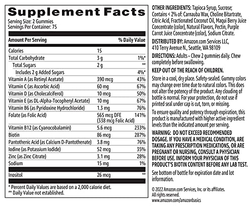 Amazon Basics Adult Multivitamin Gummies, Mixed Berry & Cherry, 150 Gummies, 75-Day Supply, Pack of 1 (Previously Solimo) Amazon Basics uk supplements
