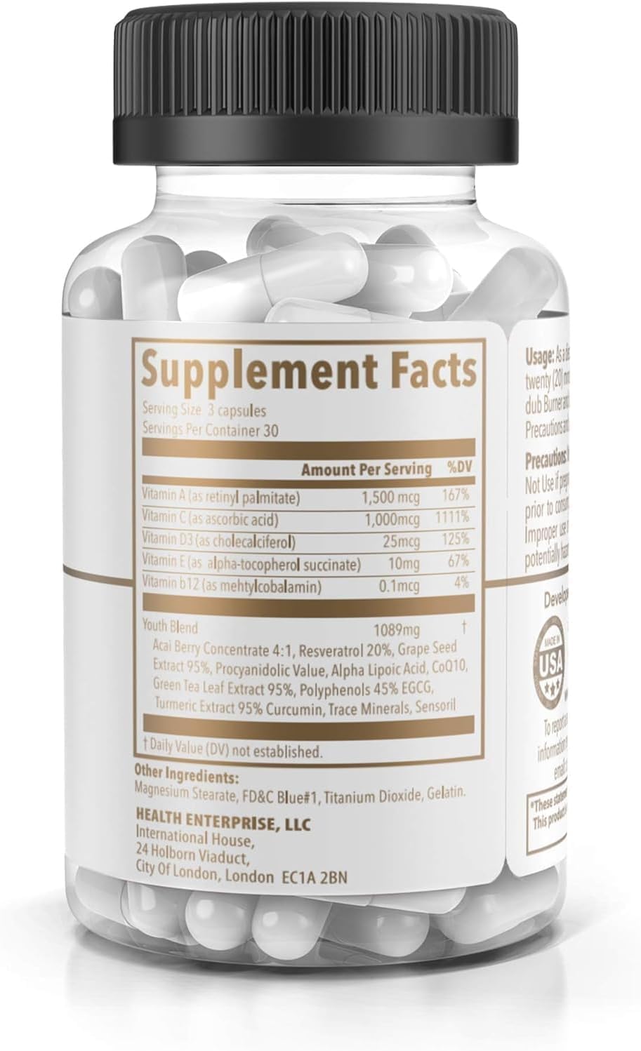 Dub Nutrition Youth - Formula with Acai, Resveratrol, Curcumin, Vitamins A, C, D, E, B12, and CoQ10 - Supports Immunity and Mobility - 90 Capsules Dub Nutrition uk supplements