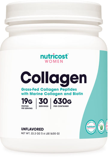 Nutricost Collagen for Women 30 Servings (Unflavored) - Grass-Fed Collagen Peptides Nutricost uk supplements