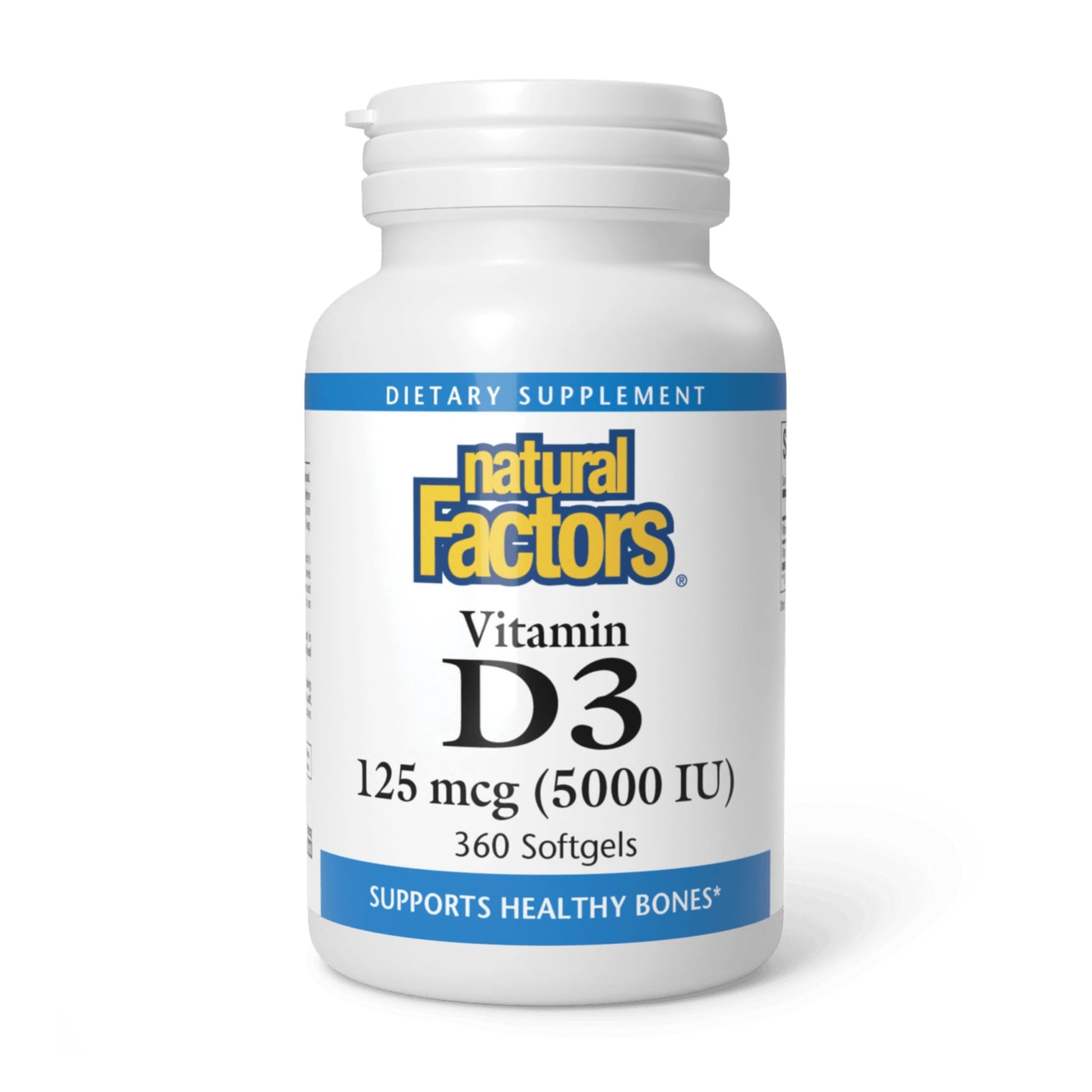 Natural Factors, Vitamin D3 5000 IU (125 mcg), Supports Strong Bones, Muscles and Immune Function, 360 Softgels Natural Factors uk supplements