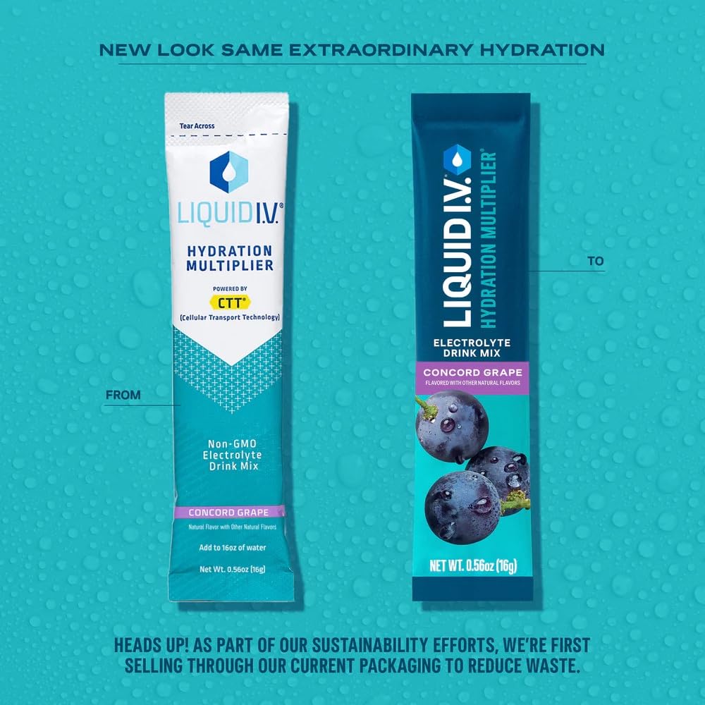 Liquid I.V.® Hydration Multiplier - Concord Grape | Electrolyte Powder Drink Mix | 3 Pack (48 Servings) Liquid I.V. uk supplements